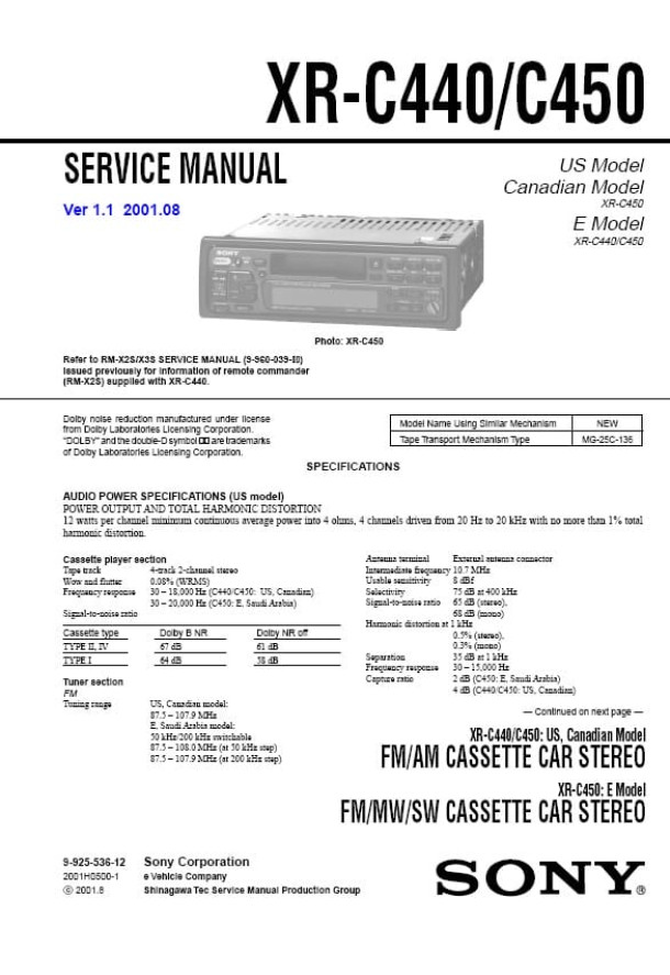XR-C440, XR-C450 Ver.1.1
